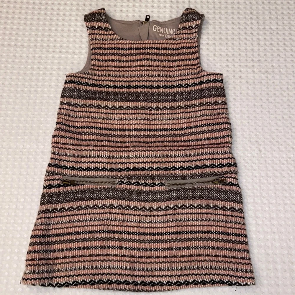 GENUINE KIDS by OSH KOSH Size 3T Girls Tweed Jumper Dress Pink Gray
